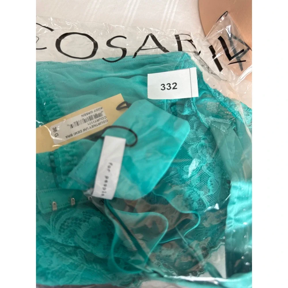 Cosabella Courtney Underwire Demi Bra Teal Lace Made in Italy NEW 36 G